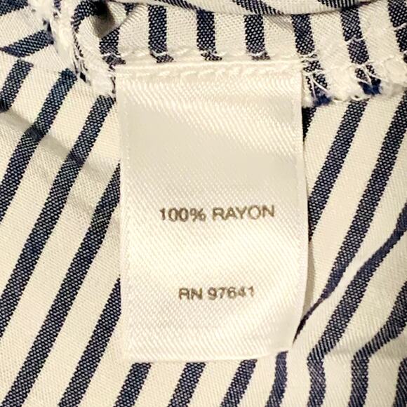 J. JILL Size M Skinny Striped Blue & White Top Button Down Shirt Rayon - Picture 6 of 7